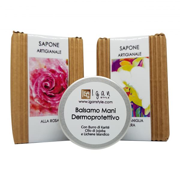 Pacc. Sapone alla rosa + alla vaniglia nera +balsamo mani