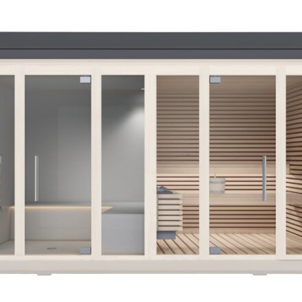 ALL INN DA ESTERNO IN LEGNO E VETRATA PANORAMICA