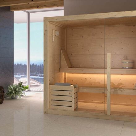SAUNA DA INTERNO NAYURE IN LEGNO CON VETRATA