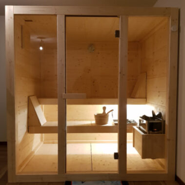 CABINA SAUNA IN LEGNO DI ABETE CON VETRATA PANORAMICA INDOOR