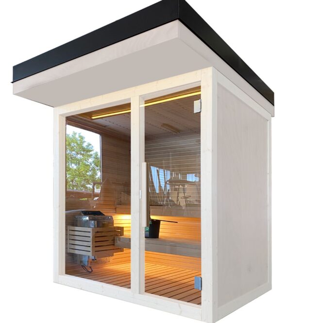 SAUNA DA ESTERNO IN LEGNO DI OKUME' A DUE POSTI