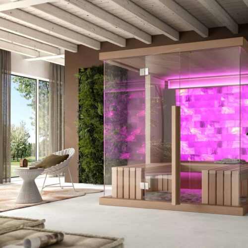 CABINA SAUNA DA INTERNO MOD.YALA SALT SPA INDOOR CON TECNOLOGIA AL SALE PER PRIVATI O STRUTTURE PUBBLICHE