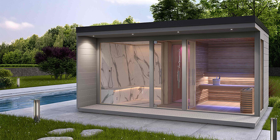 ALL INN OUTDOOR: SAUNA E BAGNO TURCO CON DOCCIA PER ESTERNO