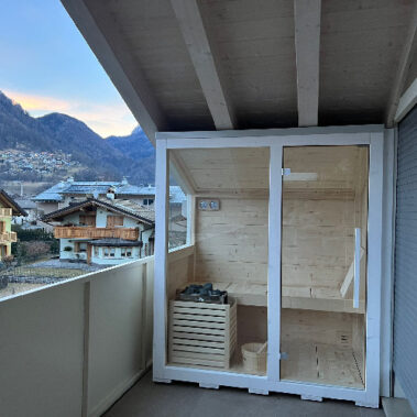 SAUNA CON TETTO INCLINATO PER TERRAZZA