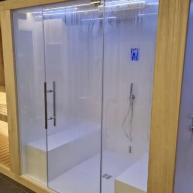 MONOBLOCCO CON CABINA SAUNA, BAGNO TURCO E CABINA DOCCIA