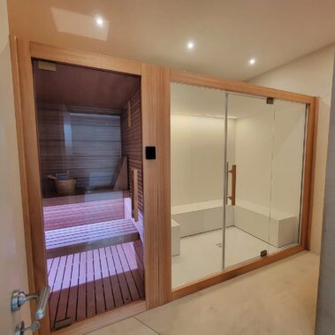 MONOBLOCCO CON DUE CABINE: SAUNA E BAGNO TURCO CON DOCCIA EMOZIONALE