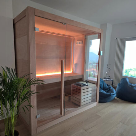sauna vaniglia a 2 posti in legno di okumè per abitazione privata