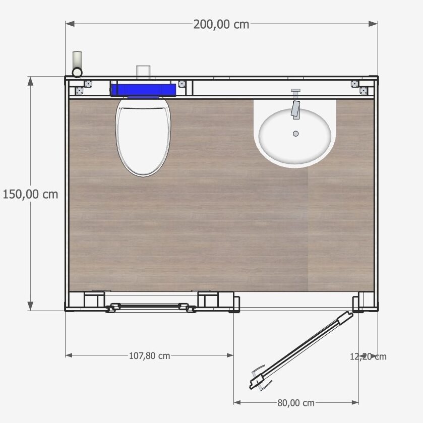 PIANTA DI UN BAGNO DA ESTERNO CON WC E LAVABO