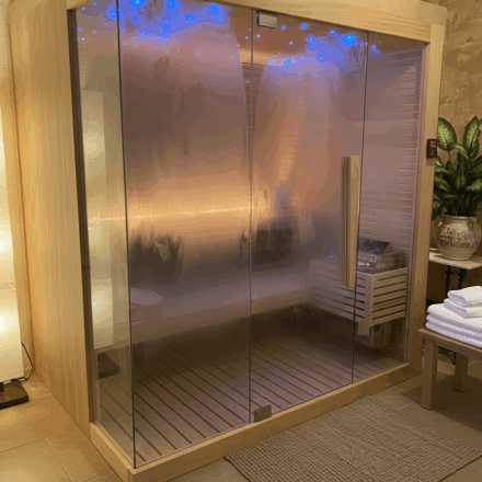 bio sauna con stufa combinata per avere sia un caldo secco sia un caldo umido