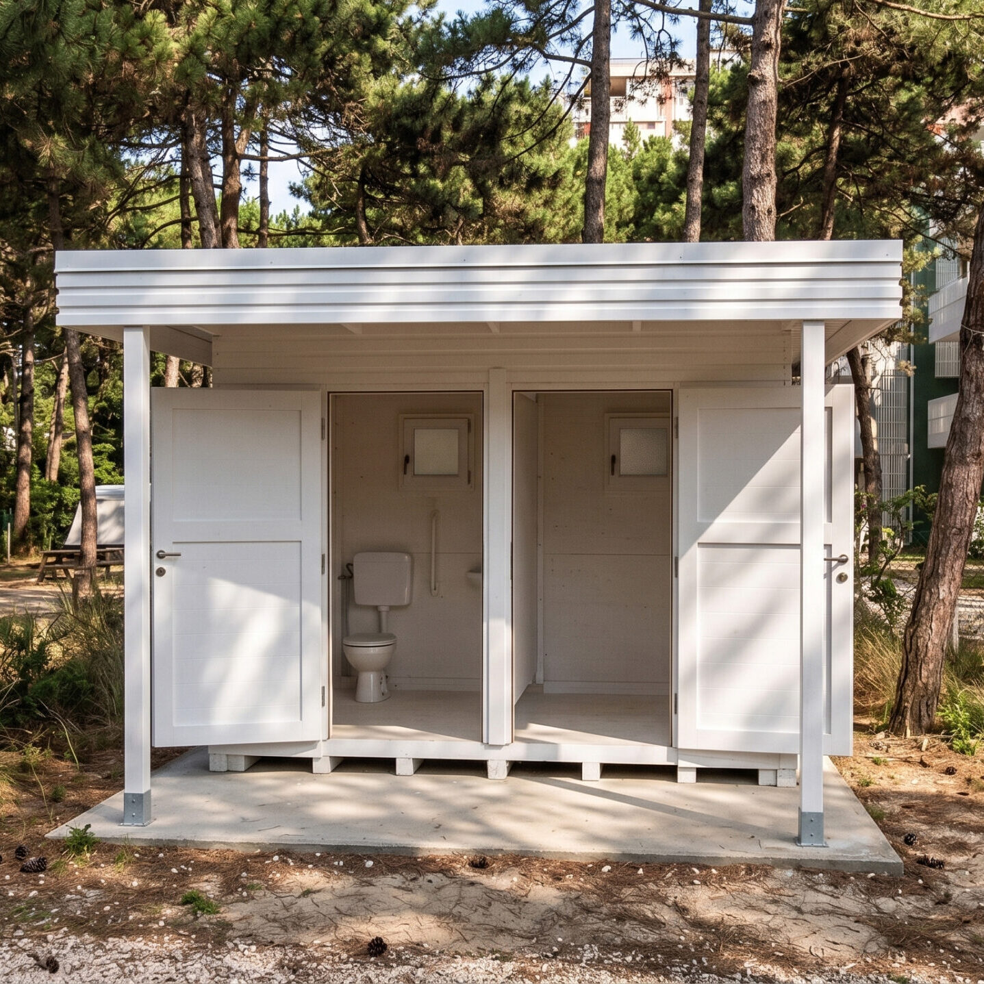 Bagni da esterno e cabine spogliatoio